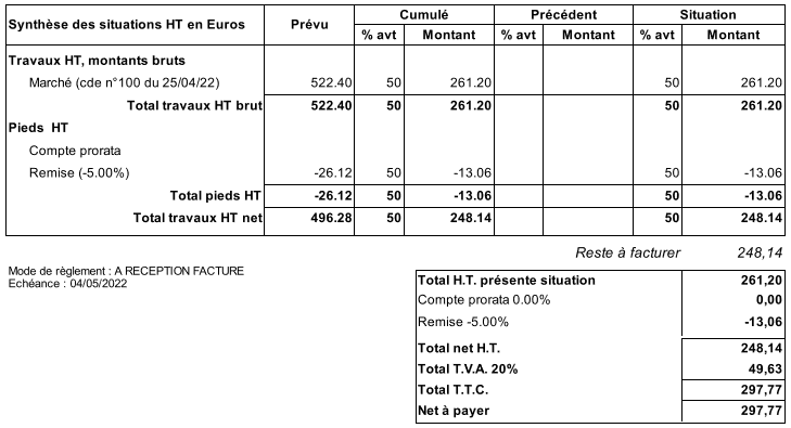 Comment faire une situation de travaux dans Codial ?
