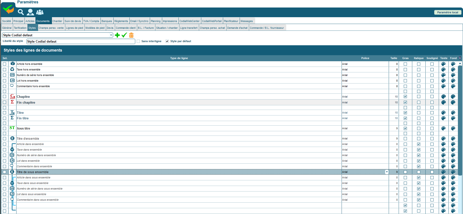 L’application d’un style dans Codial